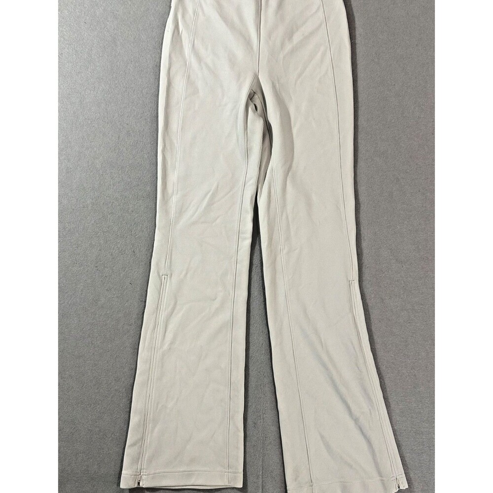 Lululemon Brushed Softstreme Ribbed Zip Flared Pant Bone White Size 6 LW5EUBS